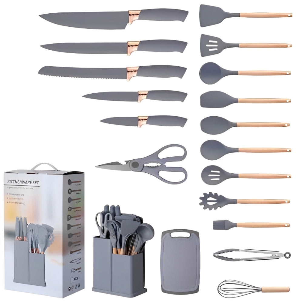 SET DE UTENSILIOS DE COCINA SILICONA 19P