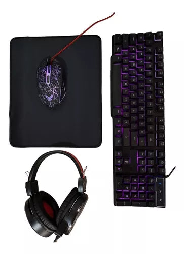 Combo Gamer RGB - Teclado + Mouse + Audífonos + Mouse Pad