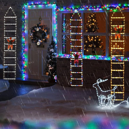 Papá Noel Trepador con Escalera de Luces LED — 2 m de Magia Navideña 🎄✨