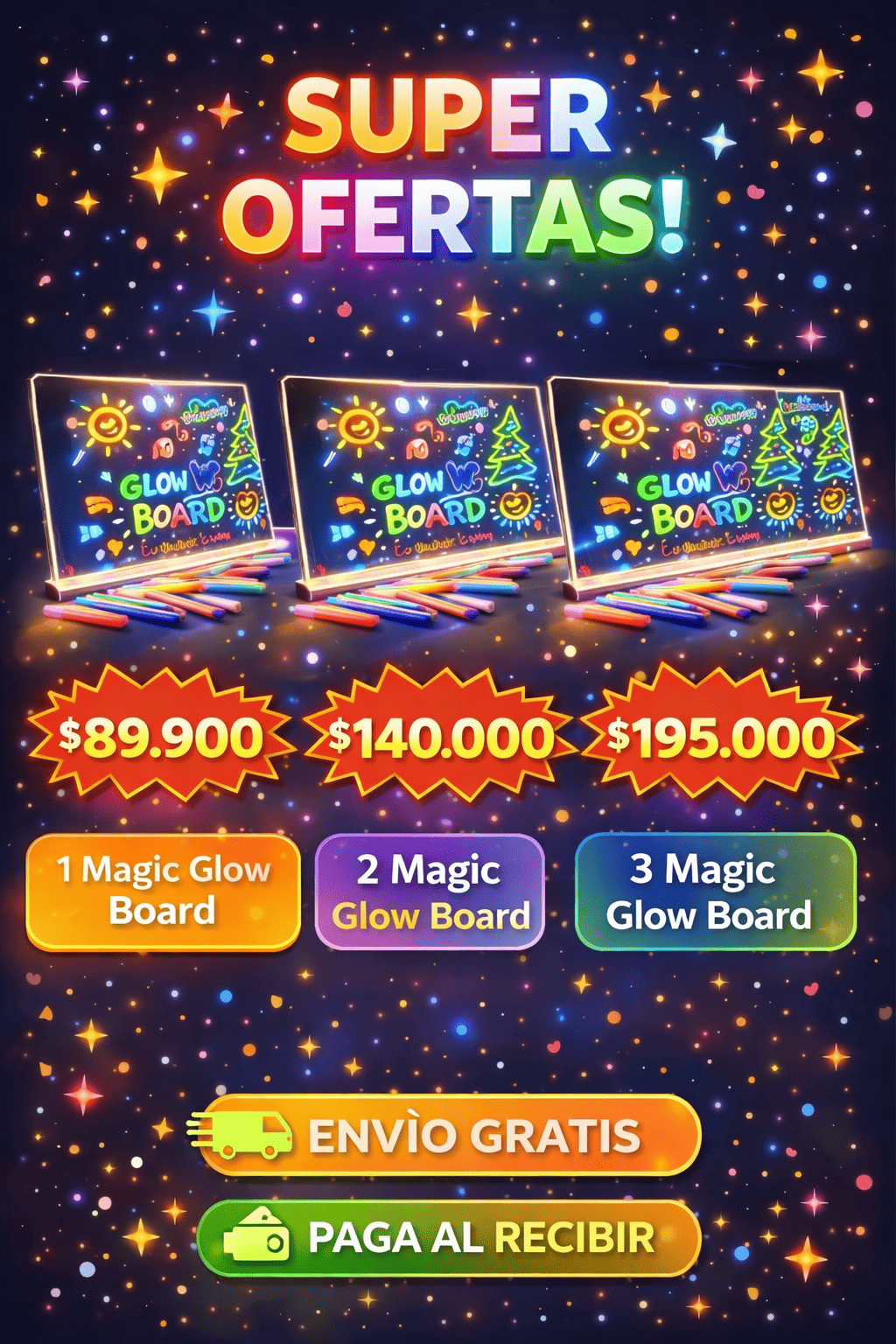 Magic Glow Board™ – Aprende Jugando con Luz