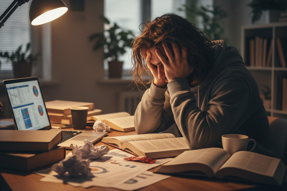 give me someone very tired and stressed